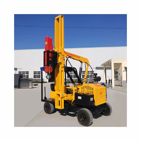 Hydraulic Wheel Type Helical Pile Driver for Road Construction